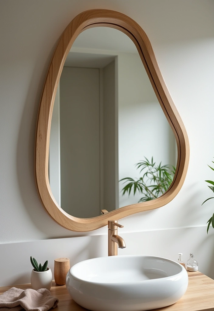 24+ Organic Modern Bathroom Ideas - 18. Statement Mirrors