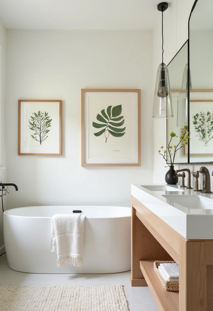 24+ Organic Modern Bathroom Ideas - 19. Organic Artwork