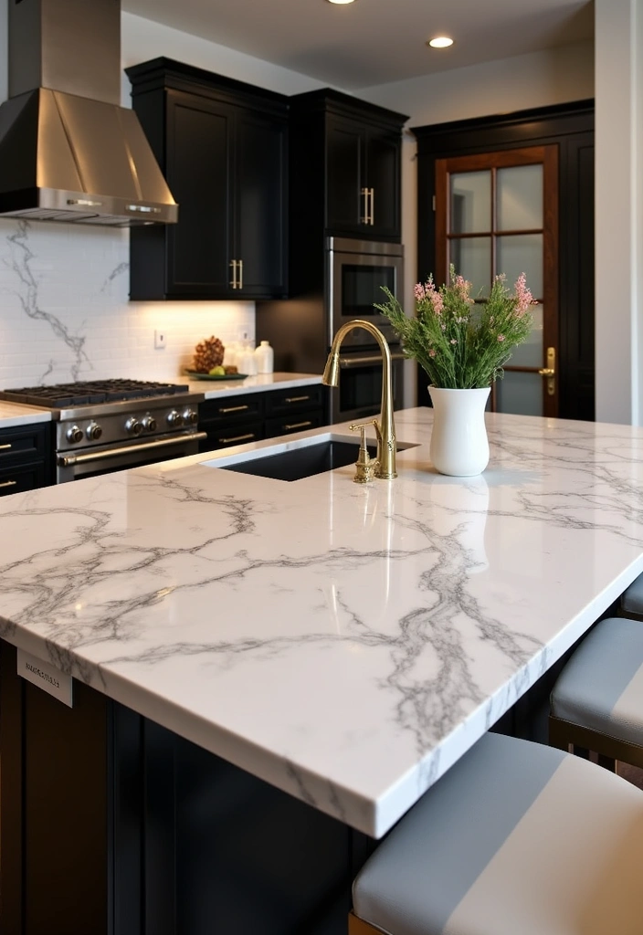 24+ Perfect Kitchen Island Inspiring Ideas - 11. Elegant Marble Touches