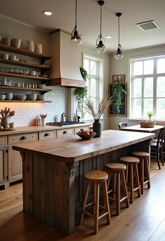 24+ Perfect Kitchen Island Inspiring Ideas - 2. Rustic Farmhouse Charm