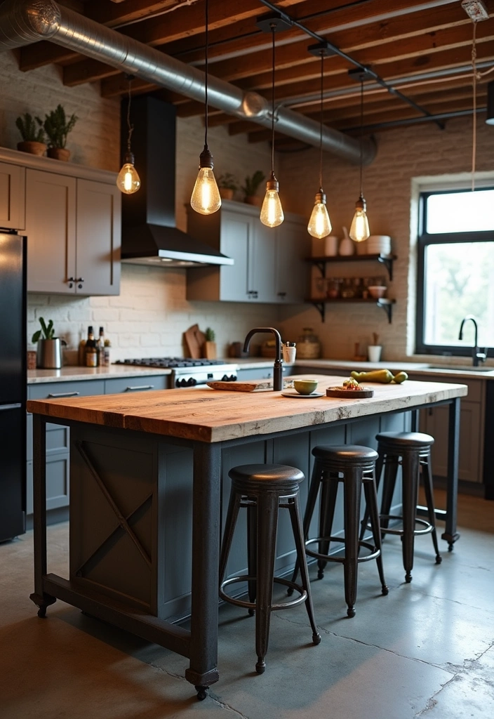 24+ Perfect Kitchen Island Inspiring Ideas - 4. Industrial Chic