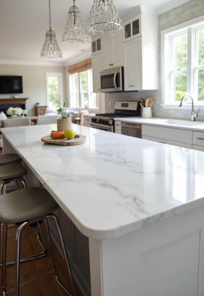 24+ Perfect Kitchen Island Inspiring Ideas - 6. Quartz Countertops