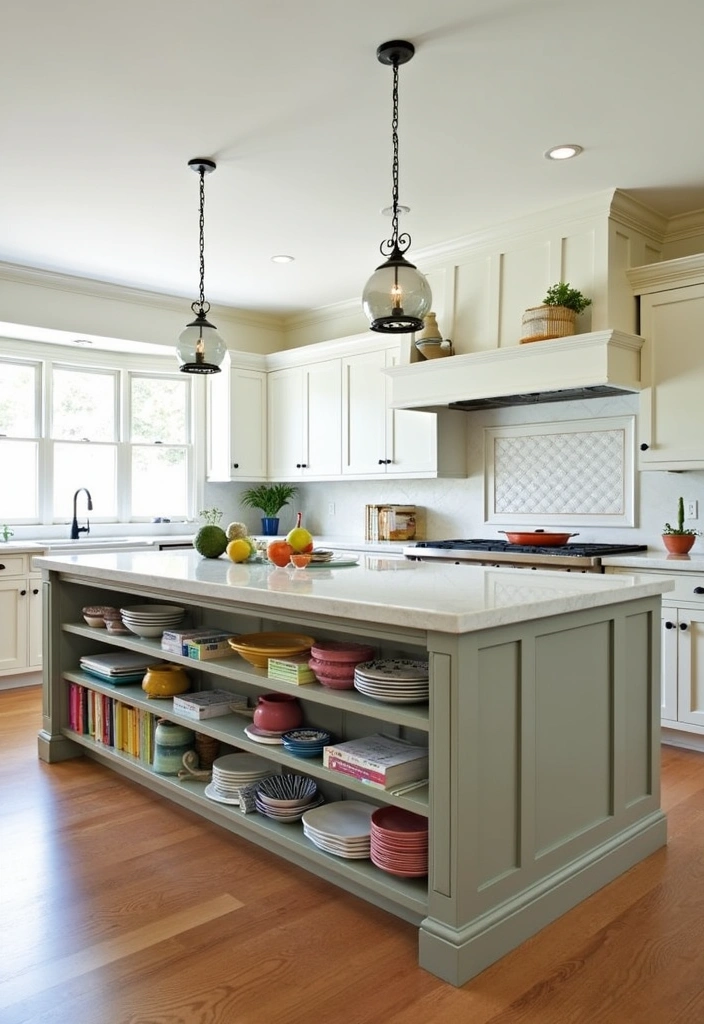 24+ Perfect Kitchen Island Inspiring Ideas - 7. Open Shelving Ideas