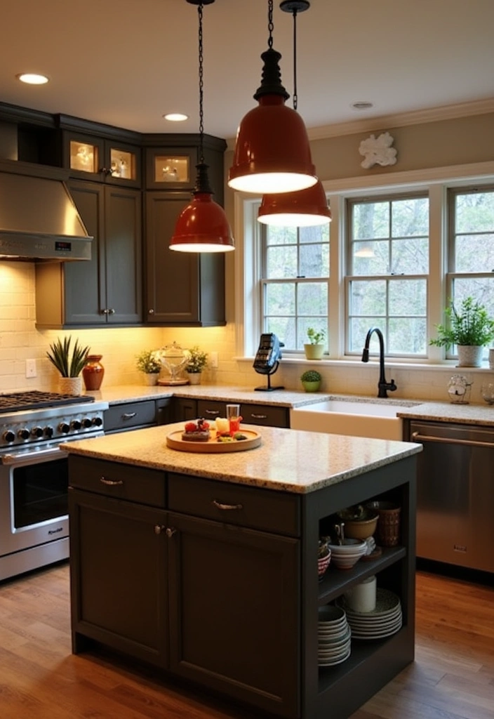 24+ Perfect Kitchen Island Inspiring Ideas - 9. Statement Lighting