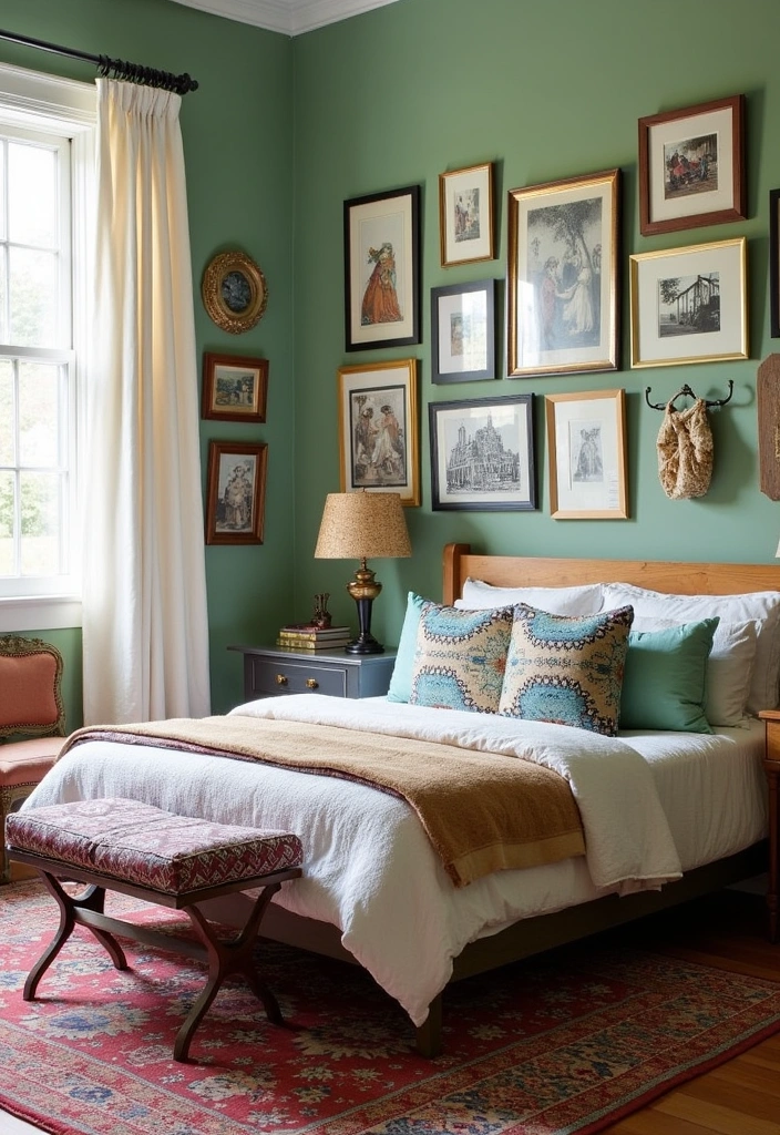 24+ Sage Green Bedroom Ideas - 5. Modern Eclectic