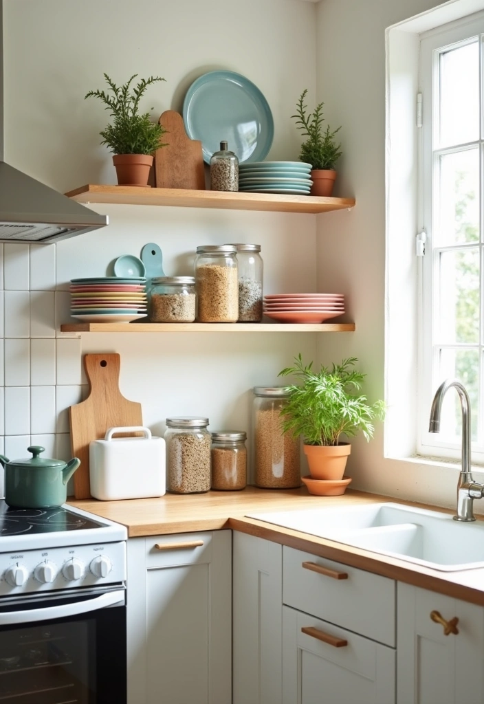 24+ Small Kitchen Ideas to Maximize Style and Functionality - 1. Open Shelving for a Spacious Feel