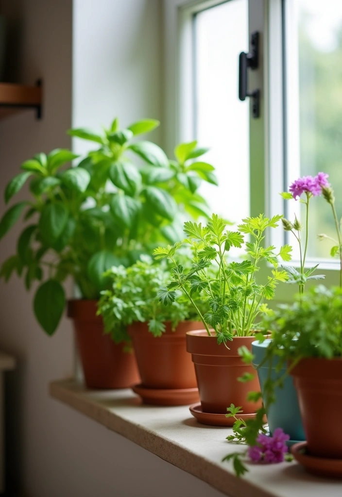 24+ Small Kitchen Ideas to Maximize Style and Functionality - 9. Herb Gardens on Windowsills