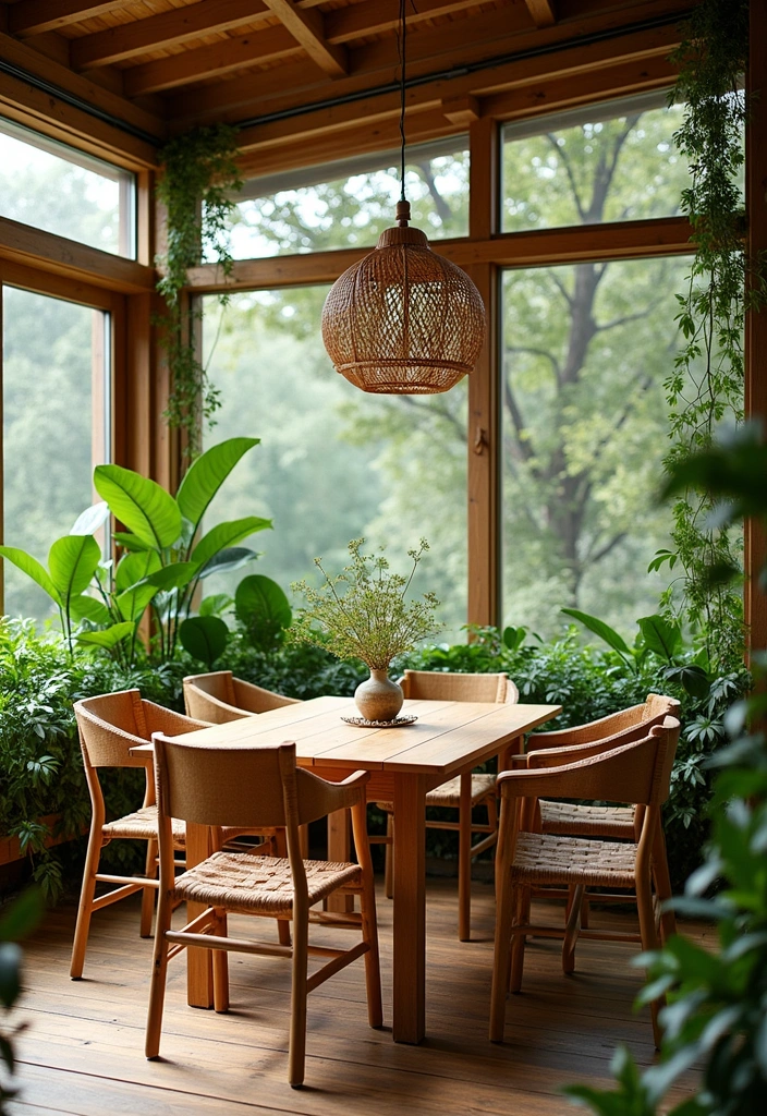 24+ Stylish Dining Room Ideas - 13. Nature-Inspired Retreat