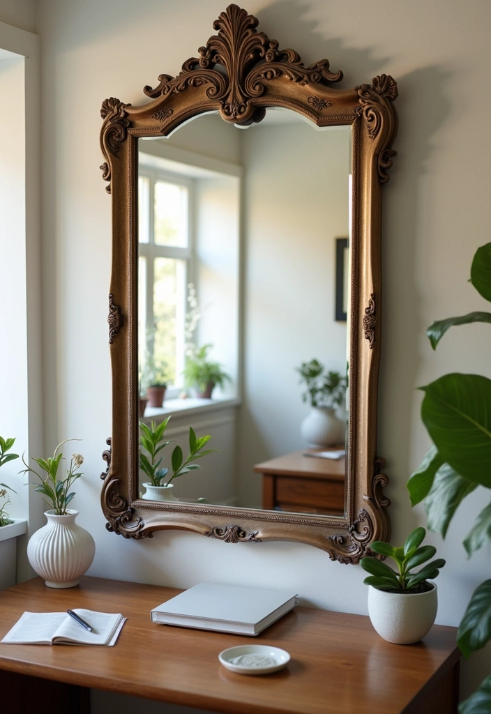 24+ Vintage Office Ideas to Boost Your Productivity and Style! - 10. Vintage Mirrors