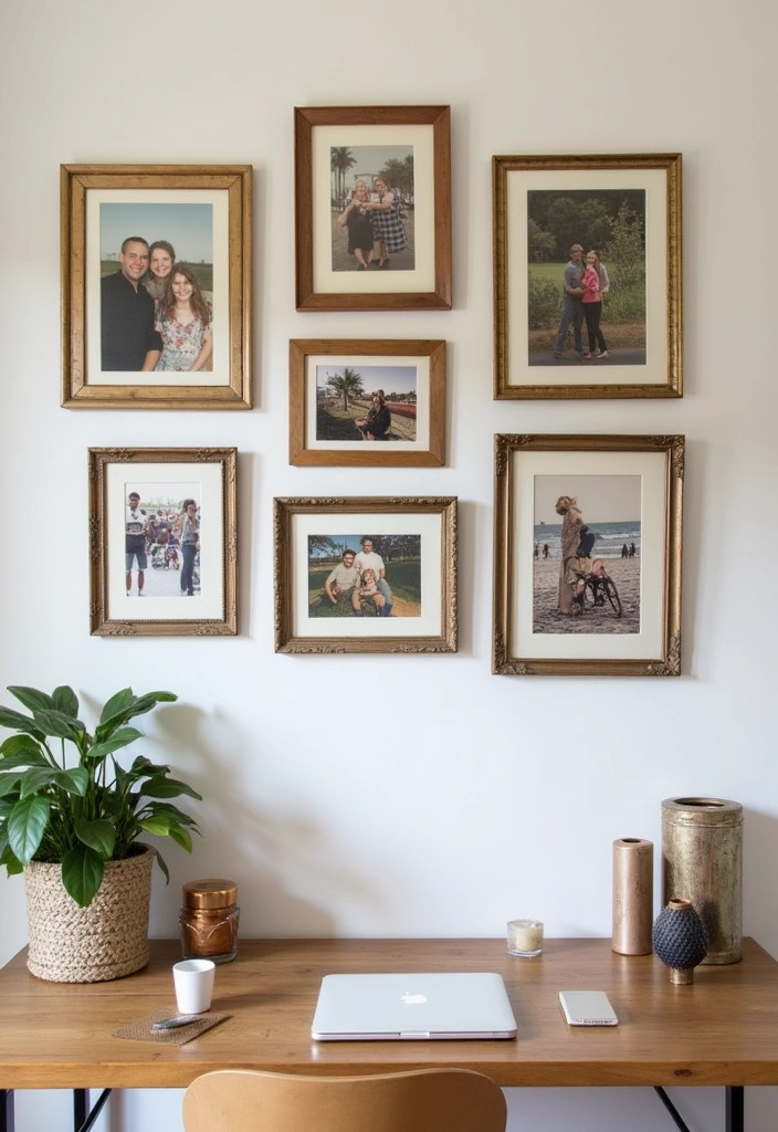 24+ Vintage Office Ideas to Boost Your Productivity and Style! - 15. Personal Touches with Vintage Photos