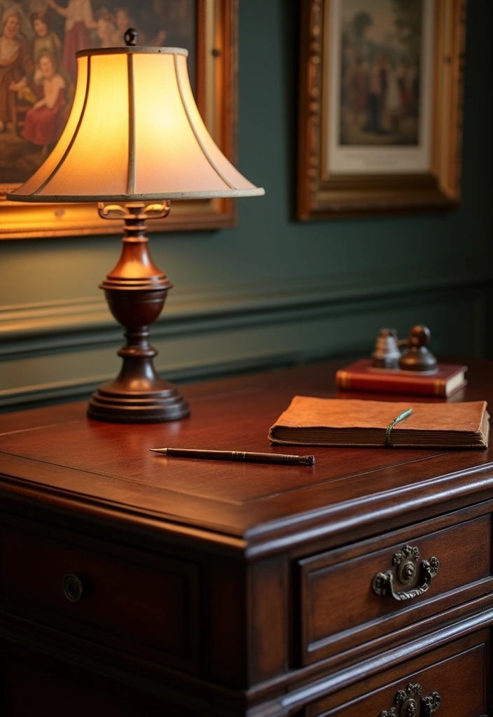 24+ Vintage Office Ideas to Boost Your Productivity and Style! - 2. Antique Desks with Character