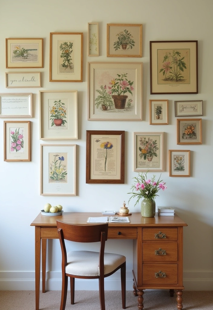 24+ Vintage Office Ideas to Boost Your Productivity and Style! - 3. Vintage Wall Art and Prints