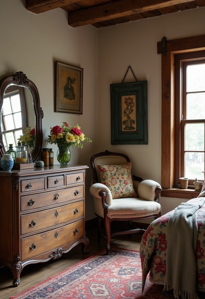 25+ Beautiful Rustic Bedroom Ideas - 10. Vintage Finds