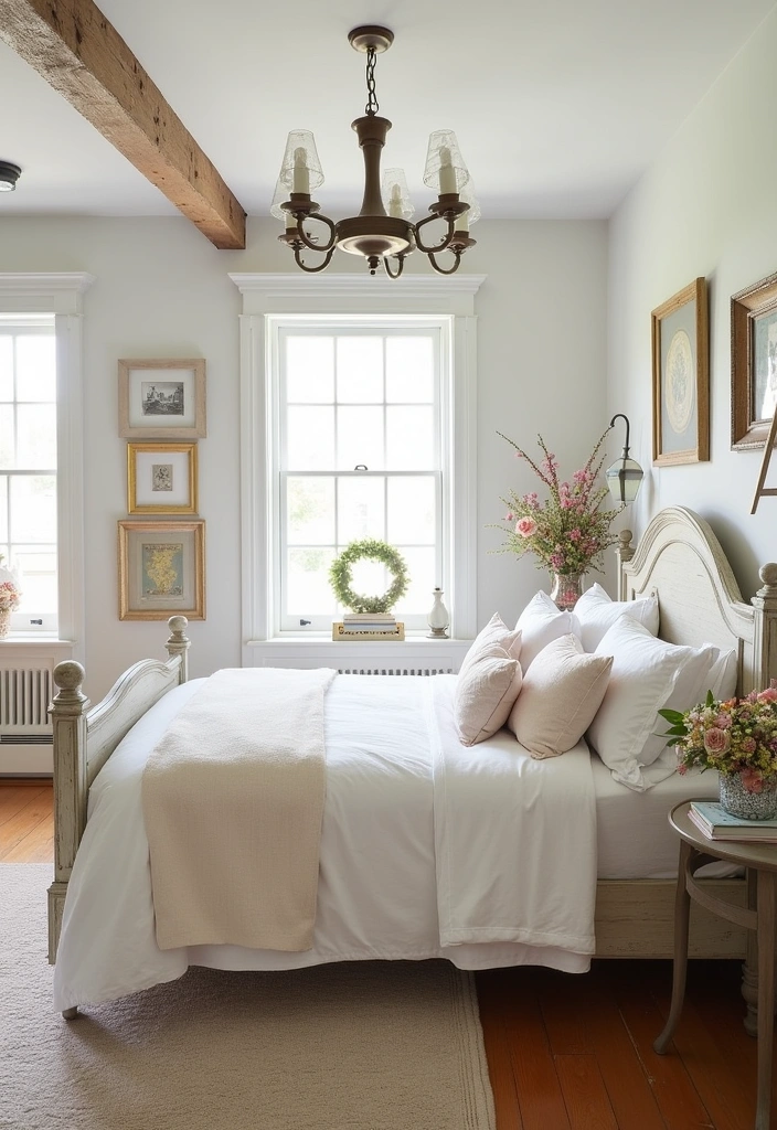 25+ Beautiful Rustic Bedroom Ideas - 3. Vintage Farmhouse Chic