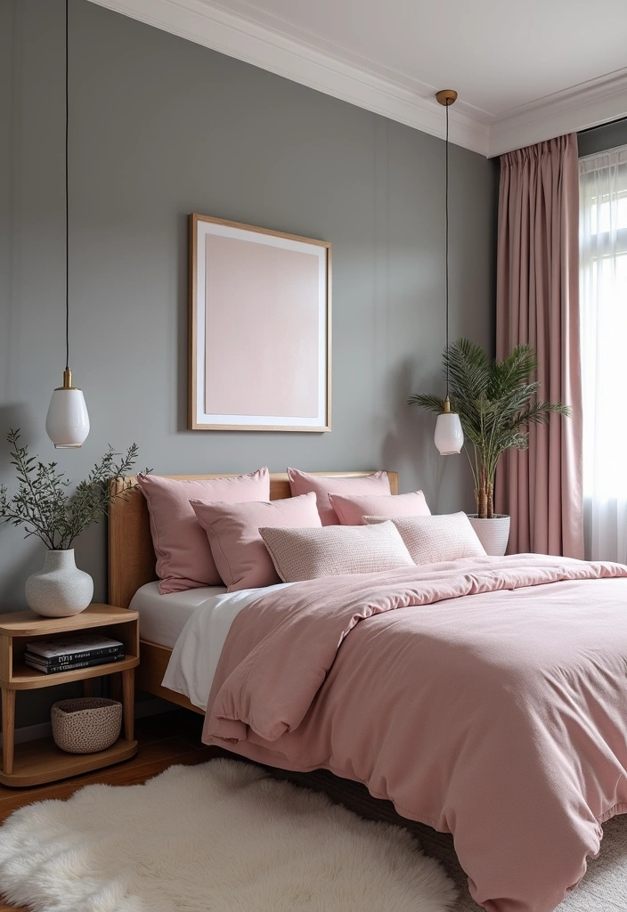 25+ Bedroom Color Scheme Ideas - 11. Gray and Blush Pink