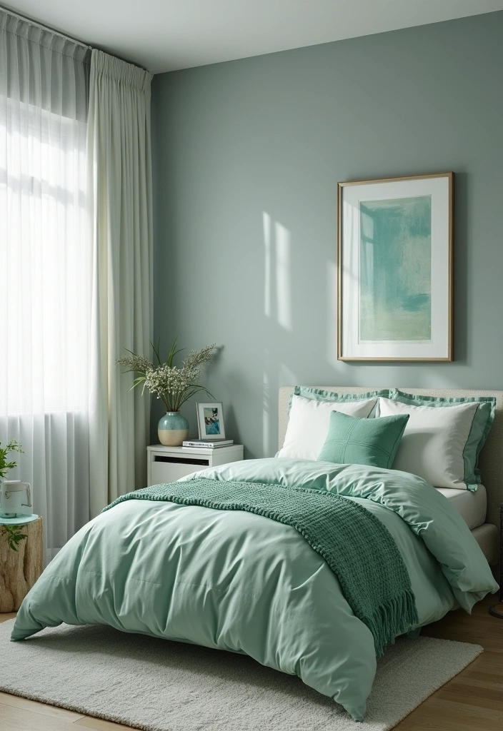 25+ Bedroom Color Scheme Ideas - 13. Cool Gray and Mint