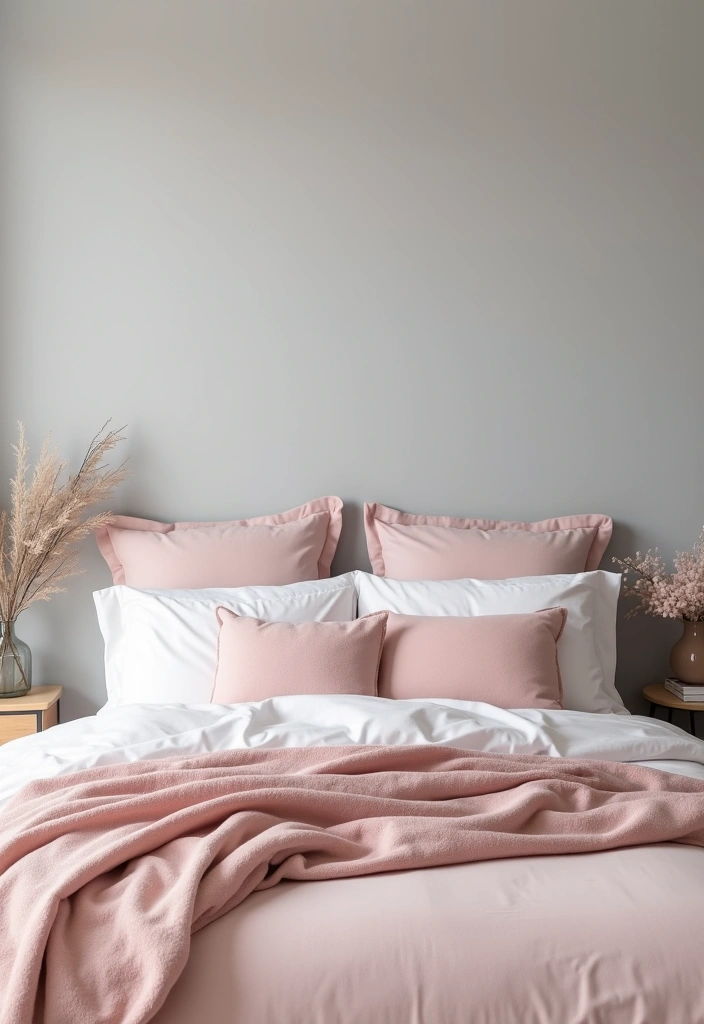 25+ Bedroom Color Scheme Ideas - 17. Soft Gray and Blush