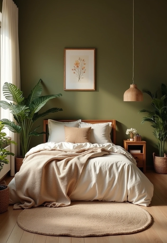 25+ Bedroom Color Scheme Ideas - 2. Earthy Greens and Neutrals