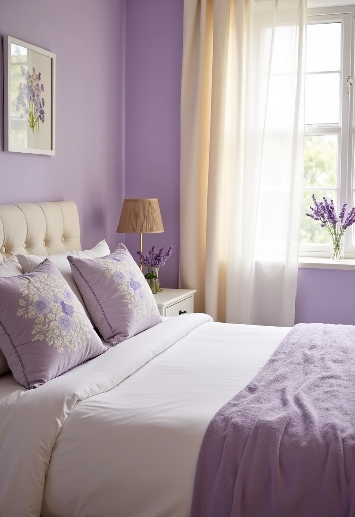 25+ Bedroom Color Scheme Ideas - 4. Soft Lavender and Cream