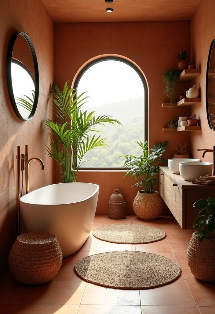 25+ Boho Bathroom Ideas to Transform Your Space - 1. Earthy Tones and Textures