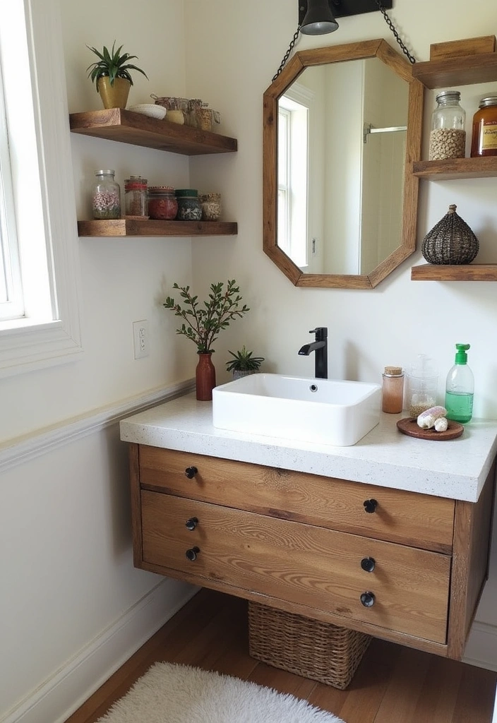 25+ Boho Bathroom Ideas to Transform Your Space - 10. Upcycled and DIY Decor