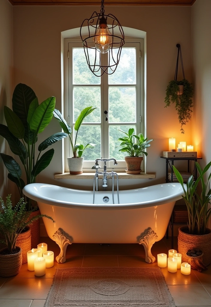 25+ Boho Bathroom Ideas to Transform Your Space - 12. Statement Bathtubs