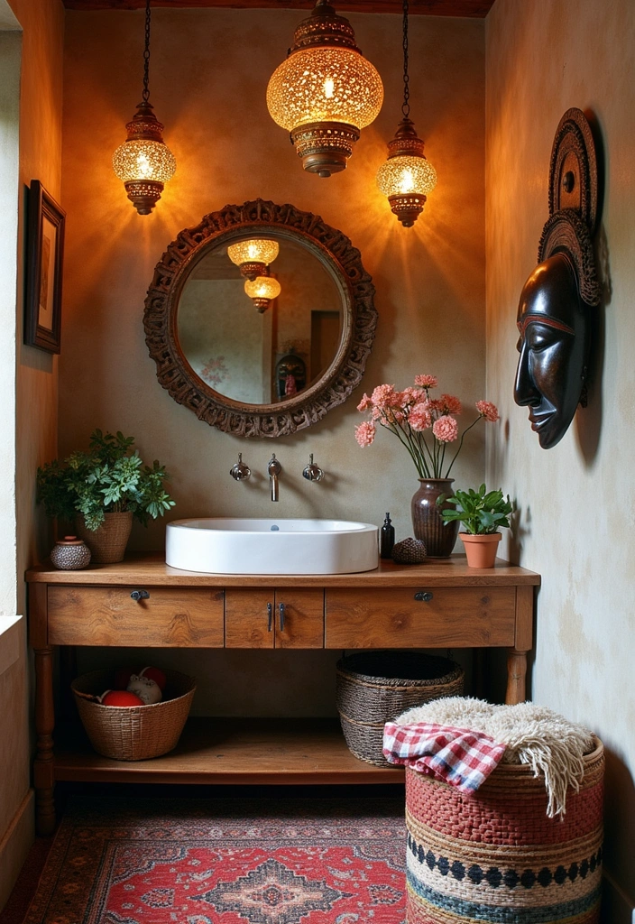 25+ Boho Bathroom Ideas to Transform Your Space - 14. Ethnic and Global Influences