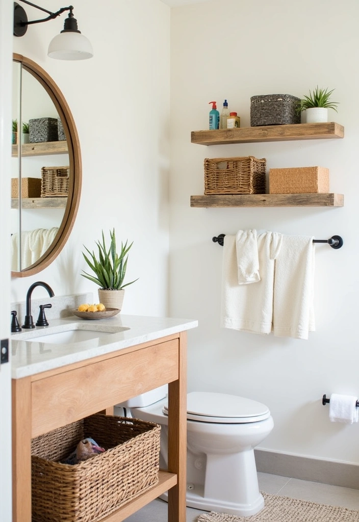 25+ Boho Bathroom Ideas to Transform Your Space - 18. Creative Storage Solutions