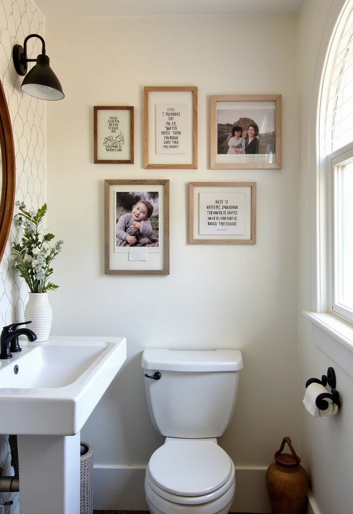 25+ Boho Bathroom Ideas to Transform Your Space - 19. Personal Touches with Photos