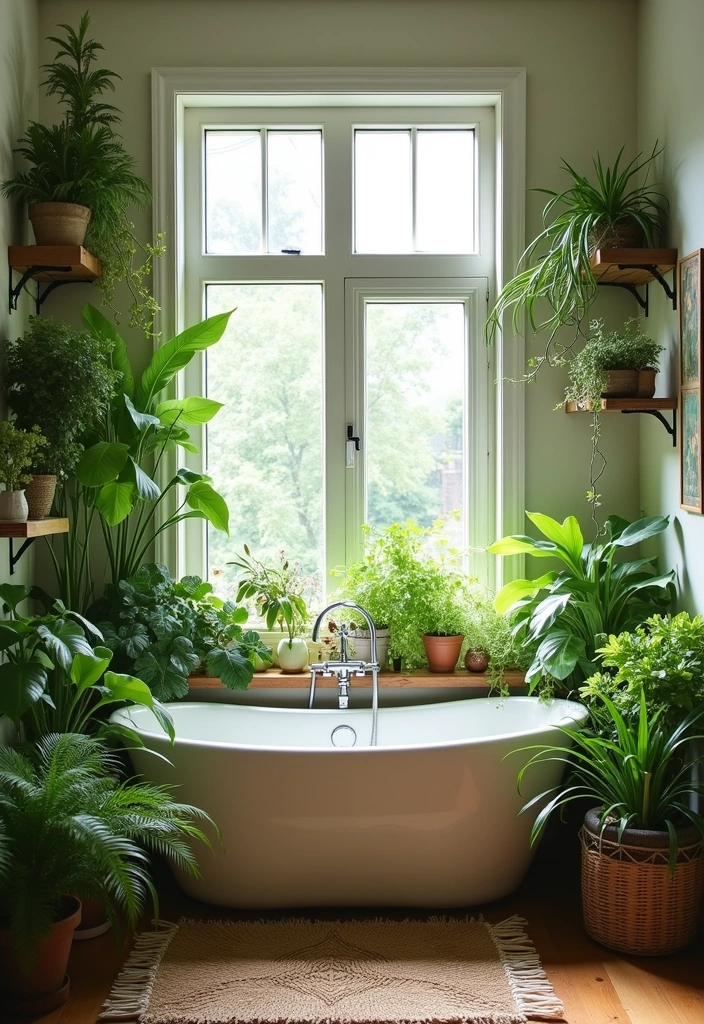 25+ Boho Bathroom Ideas to Transform Your Space - 3. Lush Greenery for a Natural Touch