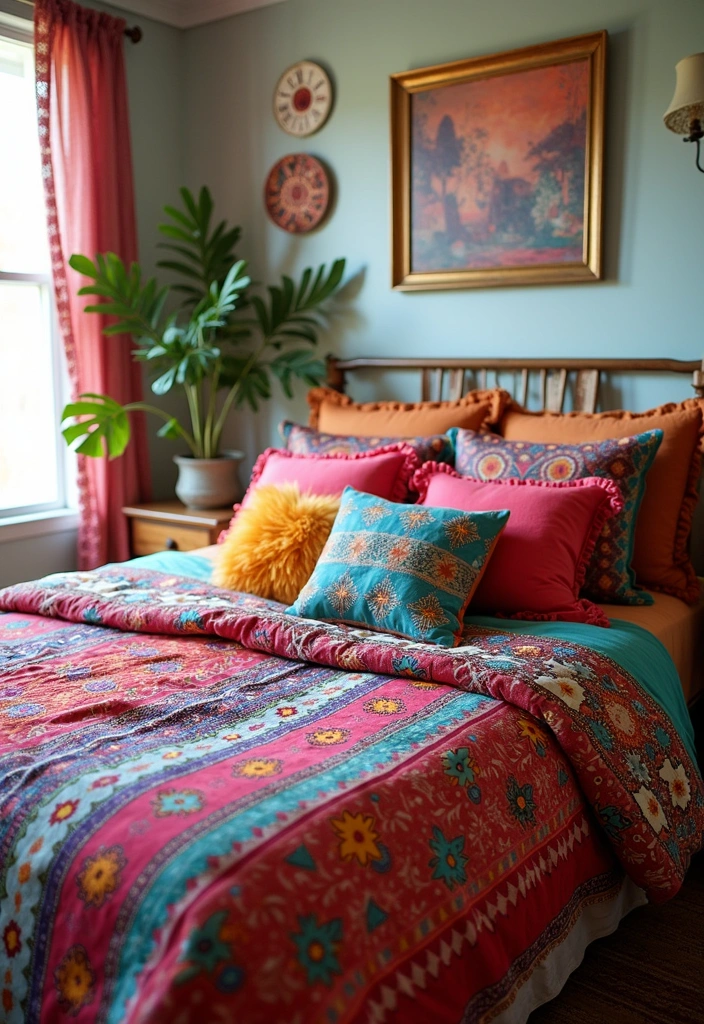 25+ Boho Bedroom Ideas: Embrace the Chic Style - 17. Colorful Bedding