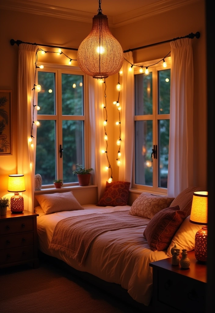 25+ Boho Bedroom Ideas: Embrace the Chic Style - 9. Unique Lighting Fixtures