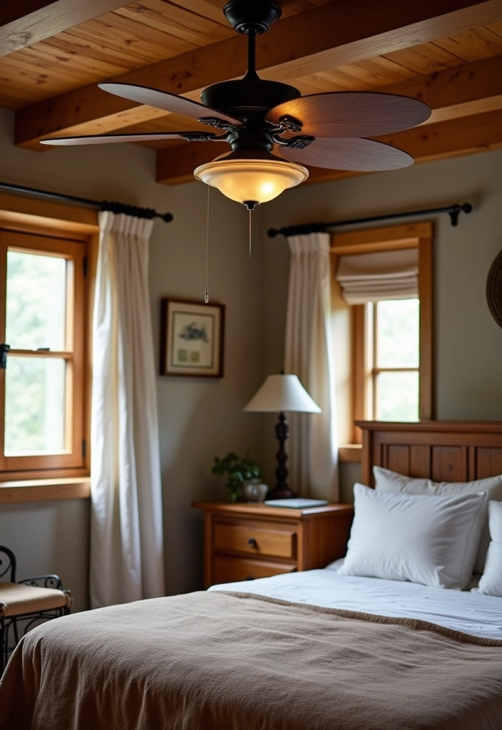 25+ Farmhouse Bedroom Ideas to Transform Your Space - 12. Ceiling Fans for Comfort