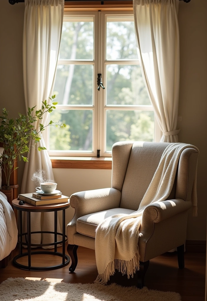 25+ Farmhouse Bedroom Ideas to Transform Your Space - 15. A Cozy Reading Nook