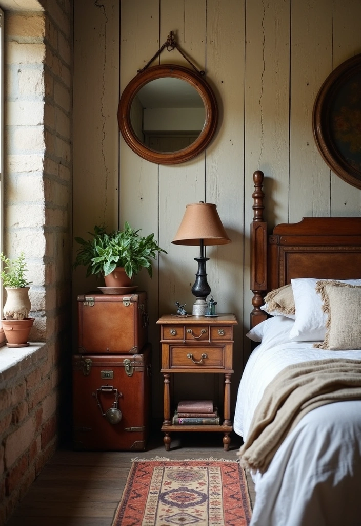 25+ Farmhouse Bedroom Ideas to Transform Your Space - 3. Vintage Decor Pieces