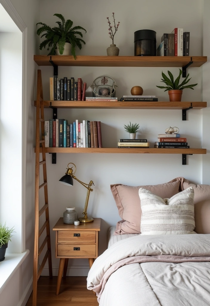 25+ Farmhouse Bedroom Ideas to Transform Your Space - 7. Open Shelving for Display