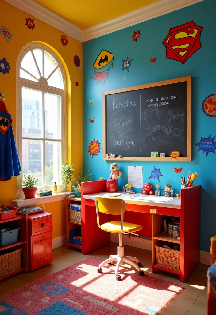 25+ Fun and Themed Kids' Playroom Ideas - 4. Superhero Headquarters