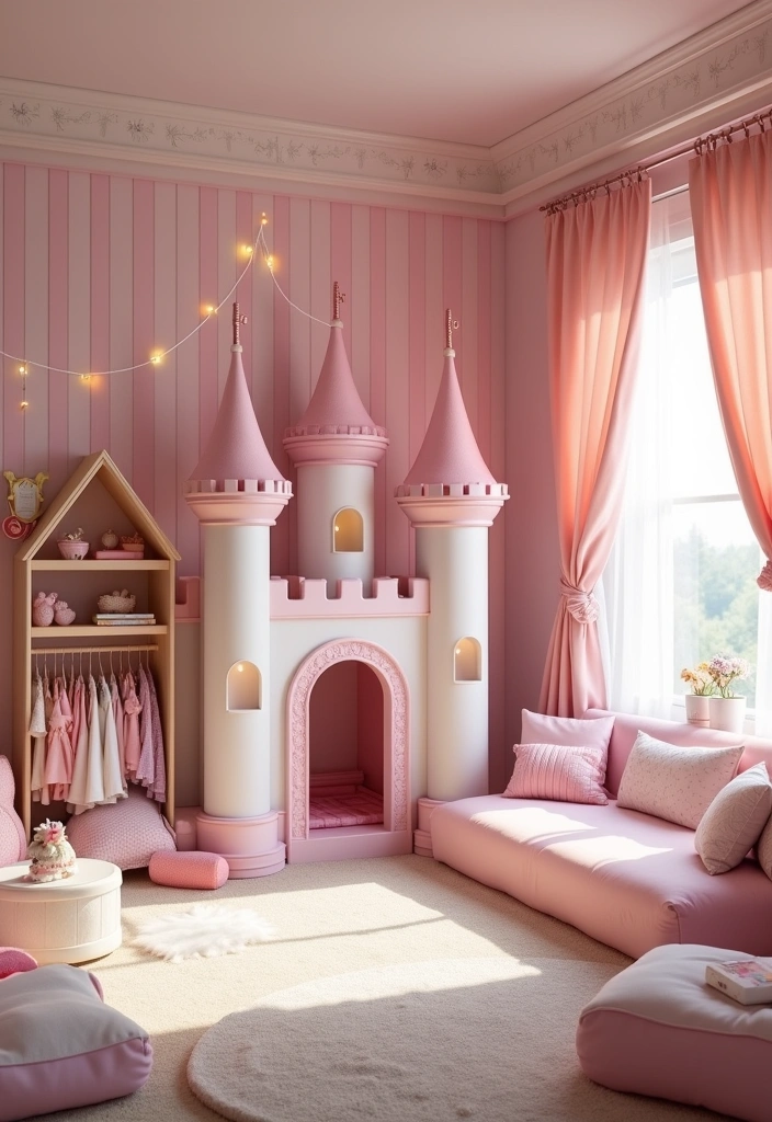 25+ Fun and Themed Kids' Playroom Ideas - 7. Princess Castle Retreat