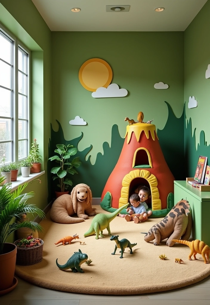 25+ Fun and Themed Kids' Playroom Ideas - 8. Dinosaur Discovery Den
