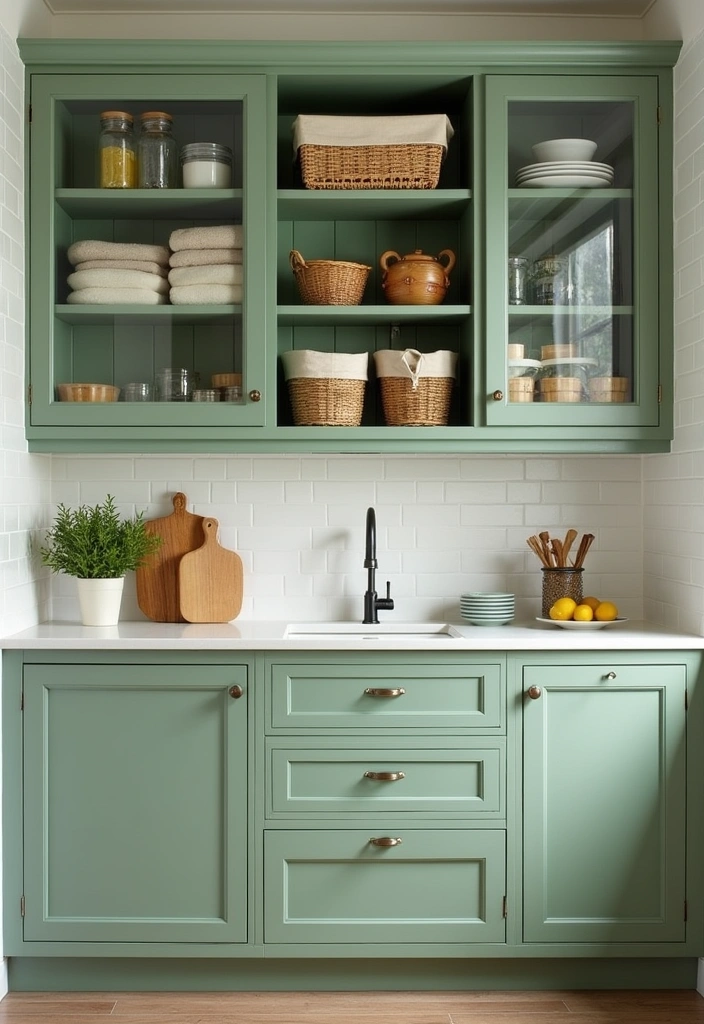 25+ Green Kitchen Ideas [Sage, Olive & More] - 17. Green Storage Solutions