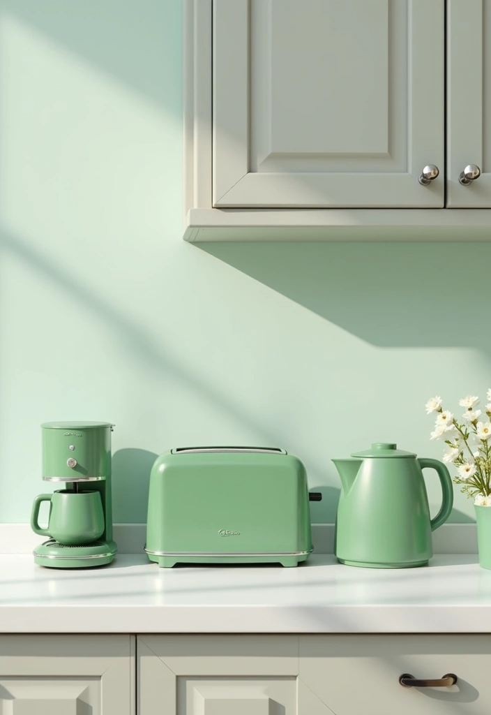 25+ Green Kitchen Ideas [Sage, Olive & More] - 18. Green Countertop Appliances
