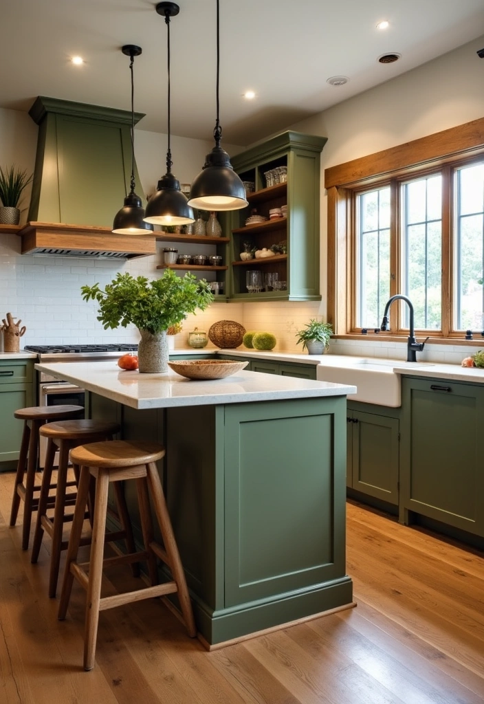 25+ Green Kitchen Ideas [Sage, Olive & More] - 2. Olive Green Accents