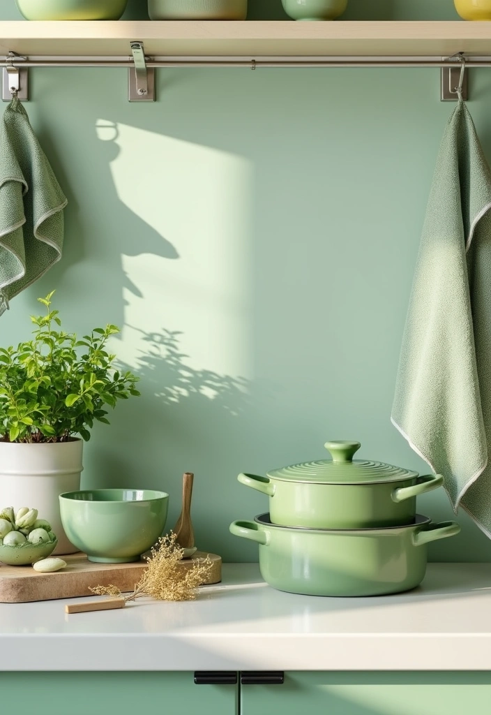 25+ Green Kitchen Ideas [Sage, Olive & More] - 4. Green Kitchen Accessories