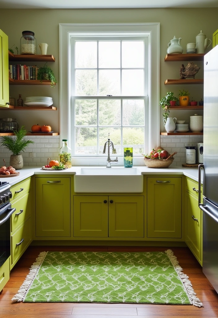 25+ Green Kitchen Ideas [Sage, Olive & More] - 7. Green Rugs