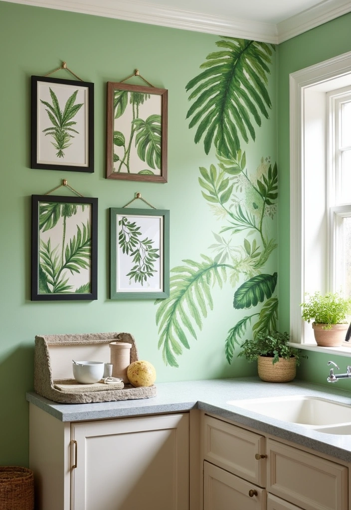 25+ Green Kitchen Ideas [Sage, Olive & More] - 9. Green Wall Art
