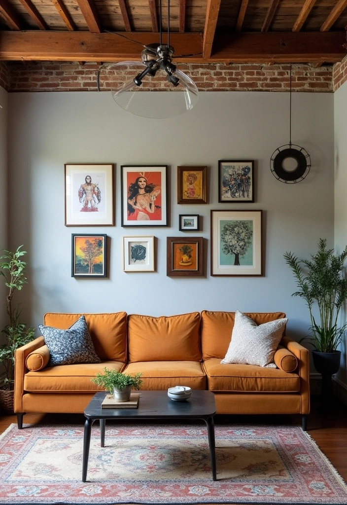 25+ Industrial Living Room Ideas That Redefine Modern Design - 11. Artistic Wall Decor