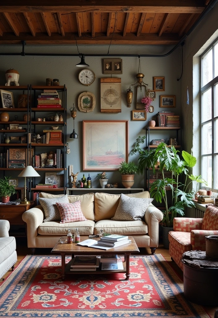 25+ Industrial Living Room Ideas That Redefine Modern Design - 14. Eclectic Accessories