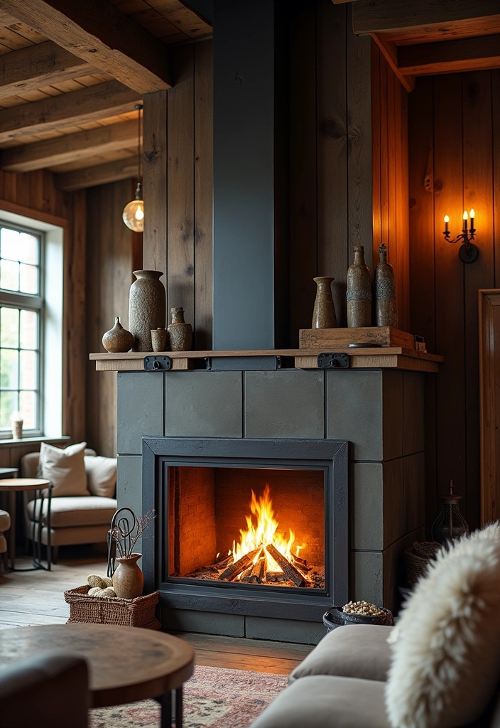 25+ Industrial Living Room Ideas That Redefine Modern Design - 16. Industrial-Style Fireplaces