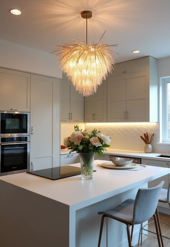 25+ Kitchen Lighting Ideas to Brighten Your Space - 13. Artistic Lighting Fixtures