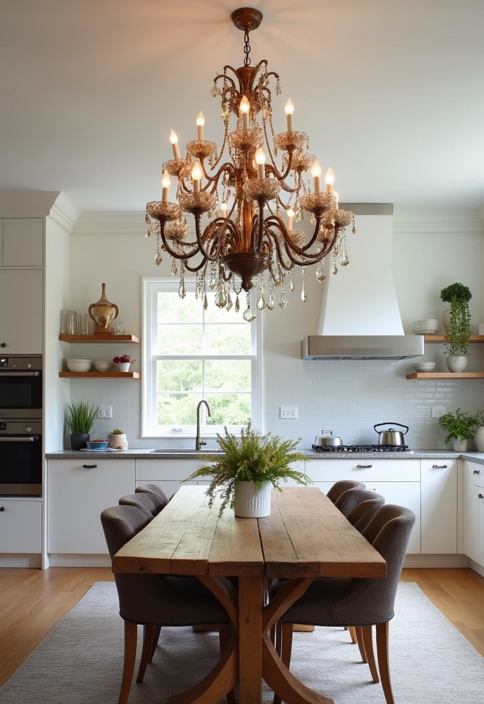 25+ Kitchen Lighting Ideas to Brighten Your Space - 4. Chandeliers for a Touch of Elegance